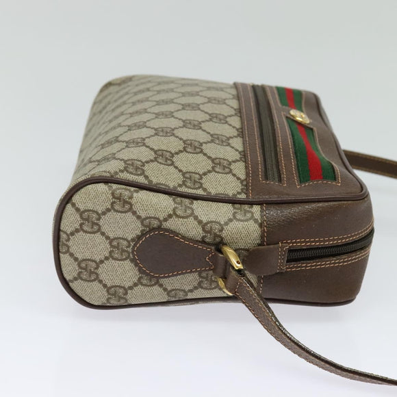 GUCCI GG Supreme Web Sherry Line Shoulder Bag PVC Beige 56 02 088 Auth 131583