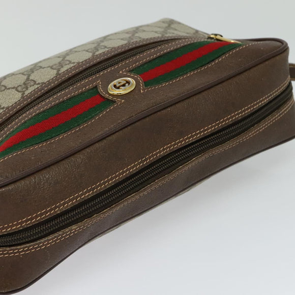 GUCCI GG Supreme Web Sherry Line Shoulder Bag PVC Beige 56 02 088 Auth 131583