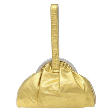 FENDI Hand Bag Leather Gold Auth 131586 - 0