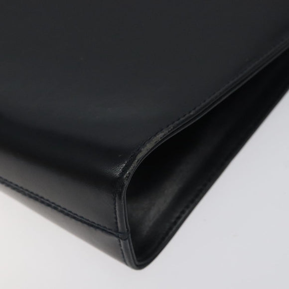 Salvatore Ferragamo Gancini Chain Shoulder Bag Leather Black Gold Auth 131607