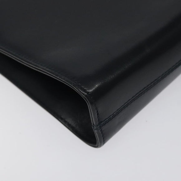 Salvatore Ferragamo Gancini Chain Shoulder Bag Leather Black Gold Auth 131607