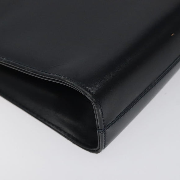 Salvatore Ferragamo Gancini Chain Shoulder Bag Leather Black Gold Auth 131607