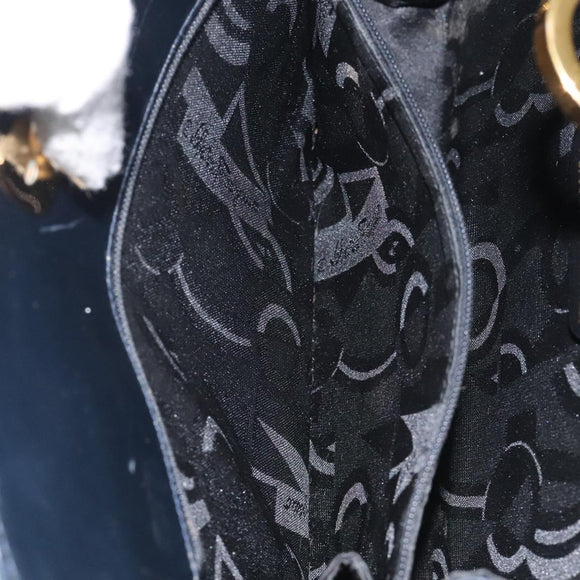 Salvatore Ferragamo Gancini Chain Shoulder Bag Leather Black Gold Auth 131607