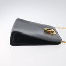 Salvatore Ferragamo Gancini Chain Shoulder Bag Leather Black Gold Auth 131607-3