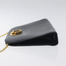 Salvatore Ferragamo Gancini Chain Shoulder Bag Leather Black Gold Auth 131607-4