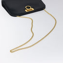 Salvatore Ferragamo Gancini Chain Shoulder Bag Leather Black Gold Auth 131607-7