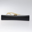 Salvatore Ferragamo Gancini Chain Shoulder Bag Leather Black Gold Auth 131607-5