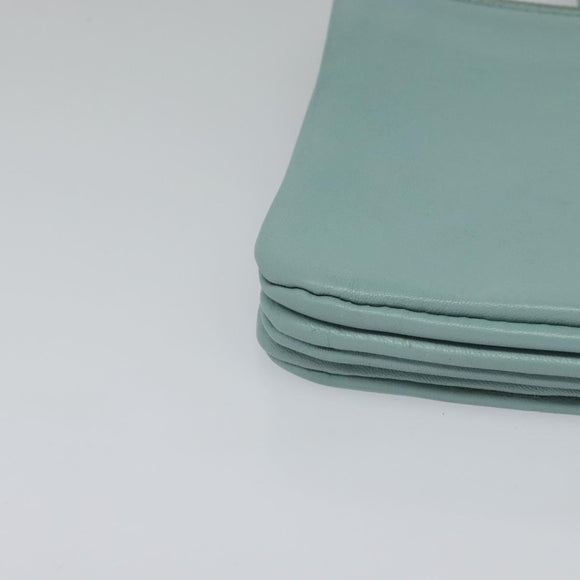 CELINE Trio Shoulder Bag Leather Light Blue Gold Auth 131611