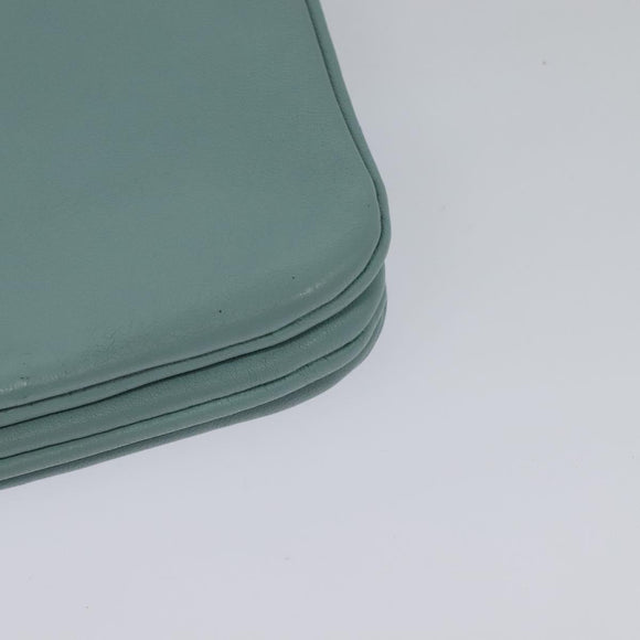 CELINE Trio Shoulder Bag Leather Light Blue Gold Auth 131611