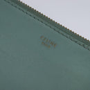 CELINE Trio Shoulder Bag Leather Light Blue Gold Auth 131611-17