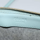 CELINE Trio Shoulder Bag Leather Light Blue Gold Auth 131611-10