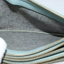 CELINE Trio Shoulder Bag Leather Light Blue Gold Auth 131611-11