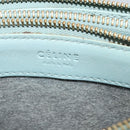 CELINE Trio Shoulder Bag Leather Light Blue Gold Auth 131611-20