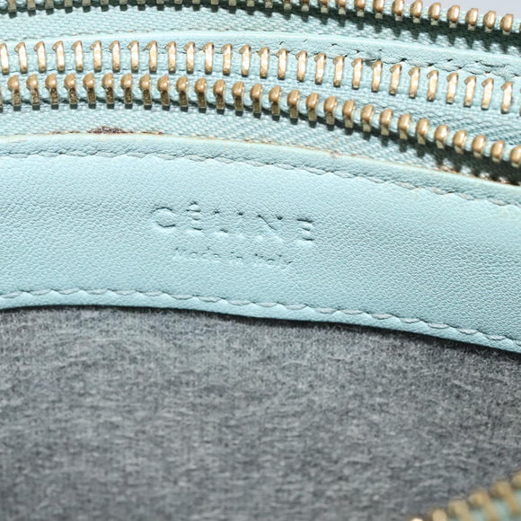 CELINE Trio Shoulder Bag Leather Light Blue Gold Auth 131611