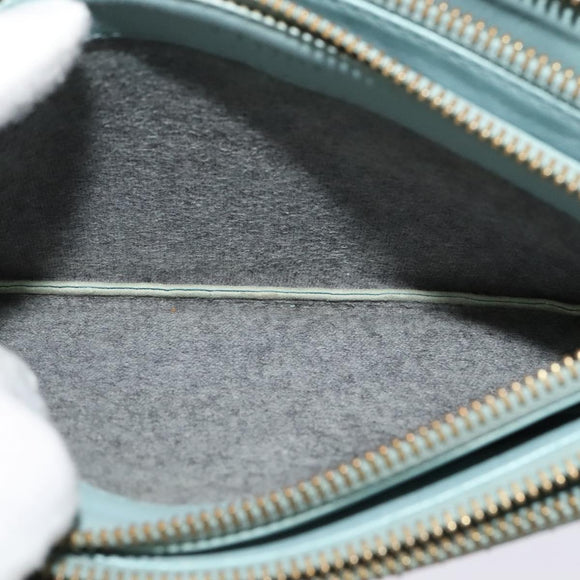 CELINE Trio Shoulder Bag Leather Light Blue Gold Auth 131611