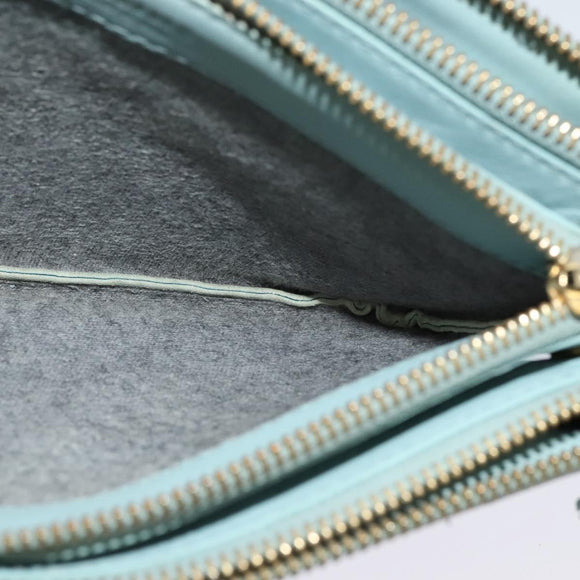 CELINE Trio Shoulder Bag Leather Light Blue Gold Auth 131611