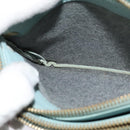 CELINE Trio Shoulder Bag Leather Light Blue Gold Auth 131611-23