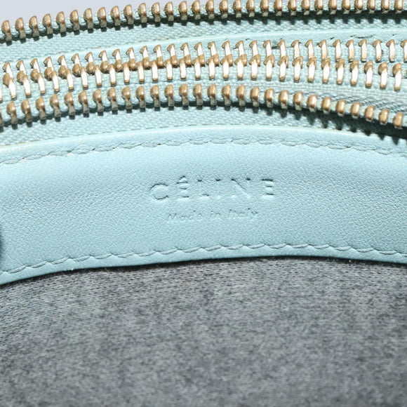 CELINE Trio Shoulder Bag Leather Light Blue Gold Auth 131611
