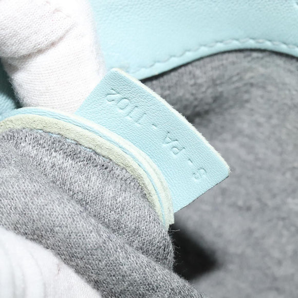 CELINE Trio Shoulder Bag Leather Light Blue Gold Auth 131611