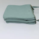 CELINE Trio Shoulder Bag Leather Light Blue Gold Auth 131611-4