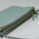 CELINE Trio Shoulder Bag Leather Light Blue Gold Auth 131611-6