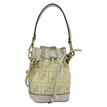 FENDI Zucca Canvas Shoulder Bag White Gold Auth 131612