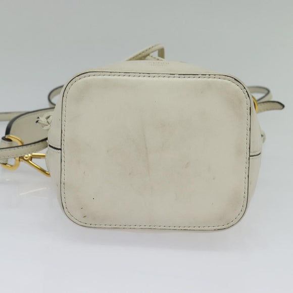 FENDI Zucca Canvas Shoulder Bag White Gold Auth 131612