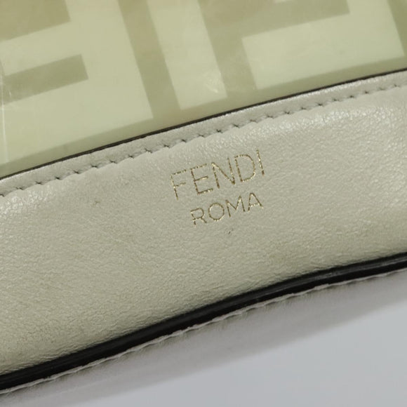 FENDI Zucca Canvas Shoulder Bag White Gold Auth 131612