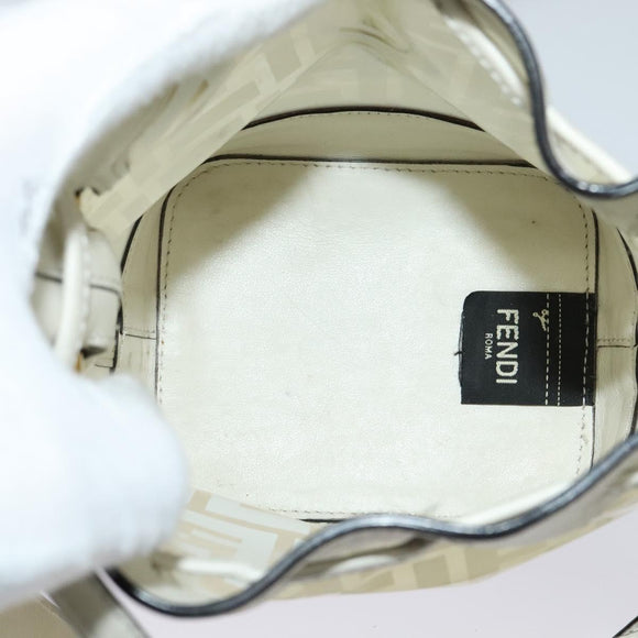 FENDI Zucca Canvas Shoulder Bag White Gold Auth 131612