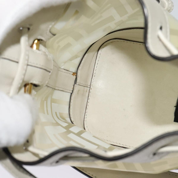 FENDI Zucca Canvas Shoulder Bag White Gold Auth 131612