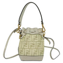 FENDI Zucca Canvas Shoulder Bag White Gold Auth 131612-2