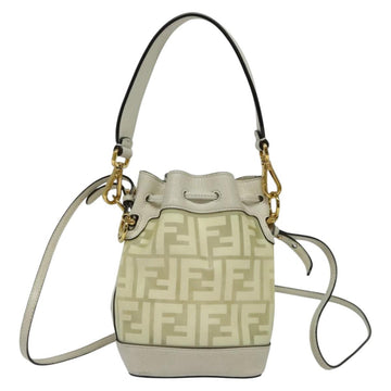 FENDI Zucca Canvas Shoulder Bag White Gold Auth 131612 - 0