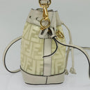 FENDI Zucca Canvas Shoulder Bag White Gold Auth 131612-3