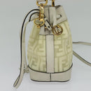 FENDI Zucca Canvas Shoulder Bag White Gold Auth 131612-4