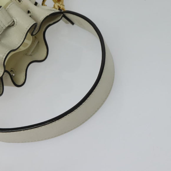 FENDI Zucca Canvas Shoulder Bag White Gold Auth 131612