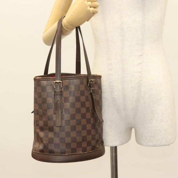 LOUIS VUITTON Damier Ebene Marais Schoudertas N42240 LV Auth 131621