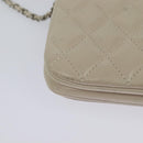 CHANEL Matelasse Chain Shoulder Bag Lamb Skin Beige CC Auth 131632-17