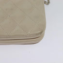 CHANEL Matelasse Chain Shoulder Bag Lamb Skin Beige CC Auth 131632-18