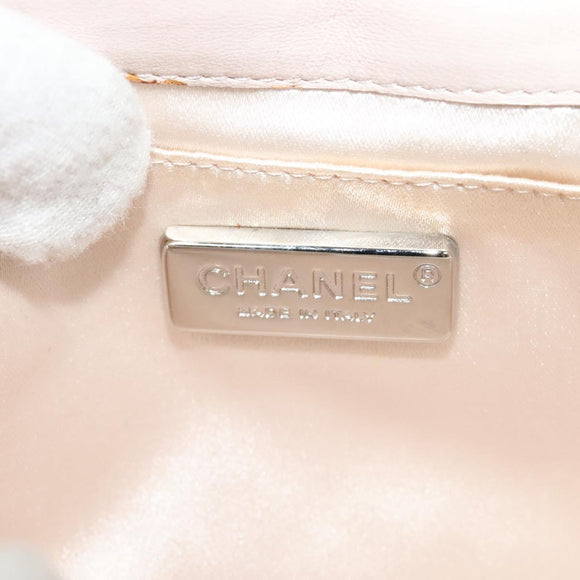 CHANEL Matelasse Chain Shoulder Bag Lamb Skin Beige CC Auth 131632