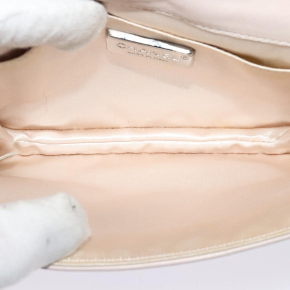 CHANEL Matelasse Chain Shoulder Bag Lamb Skin Beige CC Auth 131632