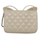 CHANEL Matelasse Chain Shoulder Bag Lamb Skin Beige CC Auth 131632-2