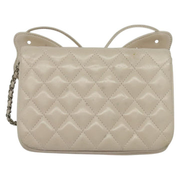 CHANEL Matelasse Chain Shoulder Bag Lamb Skin Beige CC Auth 131632 - 0