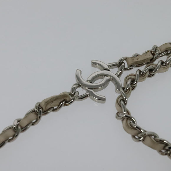 CHANEL Matelasse Chain Shoulder Bag Lamb Skin Beige CC Auth 131632