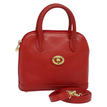 Burberrys Hand Bag Leather 2way Red Gold Auth 131634