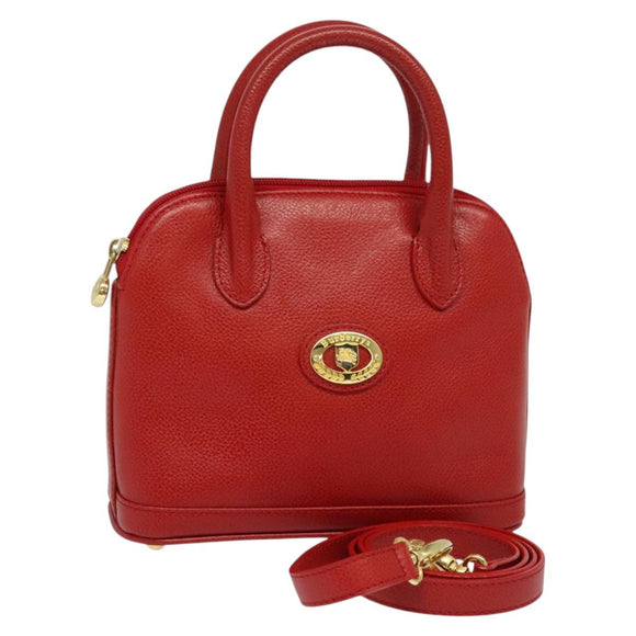Burberrys Hand Bag Leather 2way Red Gold Auth 131634