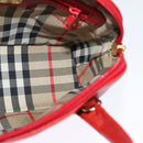 Burberrys Hand Bag Leather 2way Red Gold Auth 131634-17