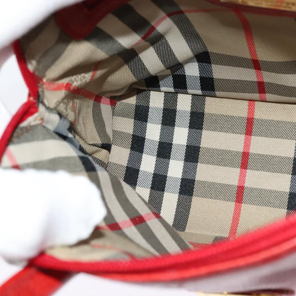 Burberrys Hand Bag Leather 2way Red Gold Auth 131634