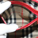 Burberrys Hand Bag Leather 2way Red Gold Auth 131634-19