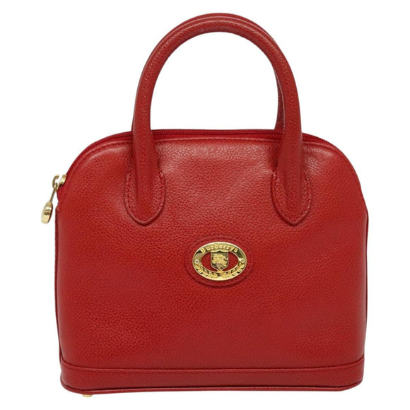 Burberrys Hand Bag Leather 2way Red Gold Auth 131634