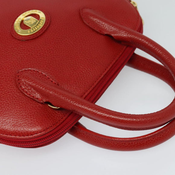 Burberrys Hand Bag Leather 2way Red Gold Auth 131634